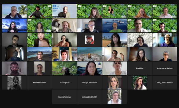 A historic event - OBIS and GBIF nodes held a joint marine data mobilization session at the GBIF Global Nodes Meeting 2021